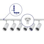 Bright Choice Complete Set 1-Phase Rail L 1 x 2 Meter White | incl. 6x Spot + GU10 2700K 3W Dimmable + End Cap, Power Connector and L -Connector